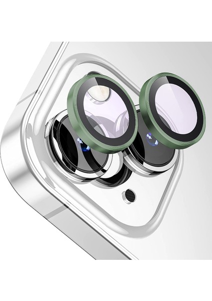 Buff iPhone 15 / 15 Plus Kamera Metal Lens Koruyucu Dark Green