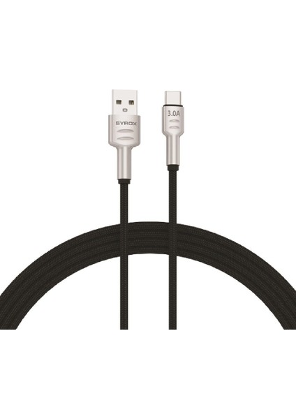 C133AT 3.0A Hasir Metal Başlikli Type-C Hızlı Şarj & Data Kablosu