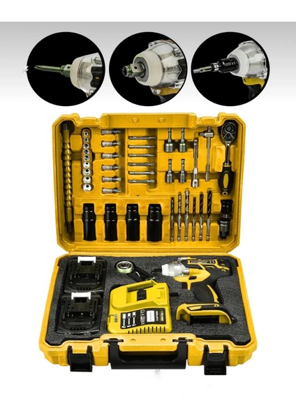 Germany Steel 128Vf Professional Somun Bijon Sökme Şarjlı Darbeli Matkap Vidalama Set Setli 32 Parça Szg1-M