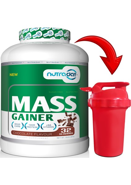 Karbonhidrat Tozu Mass Gainer 3520 Gram Çikolata Aromalı Hacim Kütle Kas Gainermass Shaker Armağan