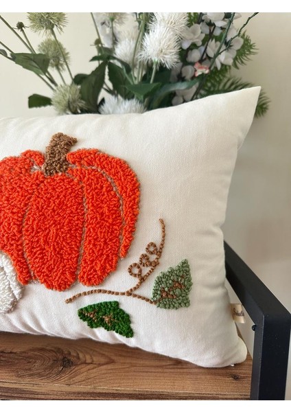 Punchhatolyesii Sonbahar Balkabağı El Yapımı Kırlentkılıfı Ekru Renk 30X50 fiyatları