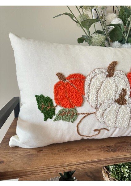 Punchhatolyesii Sonbahar Balkabağı El Yapımı Kırlentkılıfı Ekru Renk 30X50 modelleri