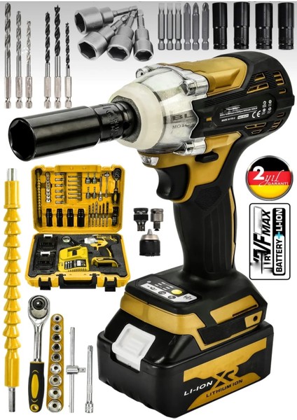 128Vf Professional Somun Bijon Sökme Şarjlı Darbeli Matkap Vidalama Set Setli 32 Parça Szg1-M