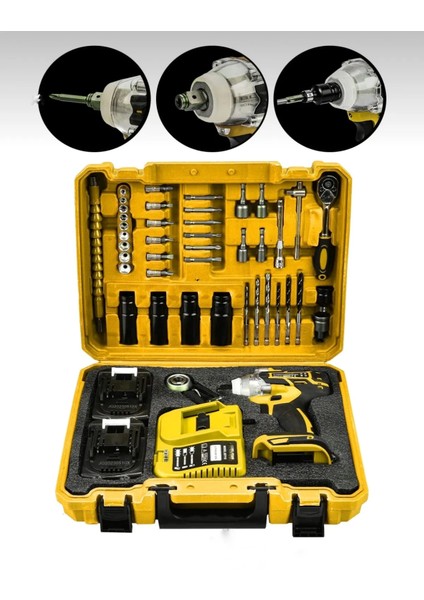 128Vf Professional Somun Bijon Sökme Şarjlı Darbeli Matkap Vidalama Set Setli 32 Parça Szg1-M
