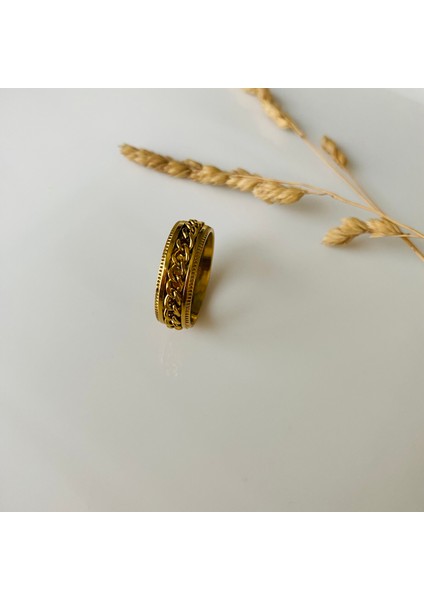 Paslanamaz Çelik Zincir Detaylı Unisex Çelik Yüzük fırsatları