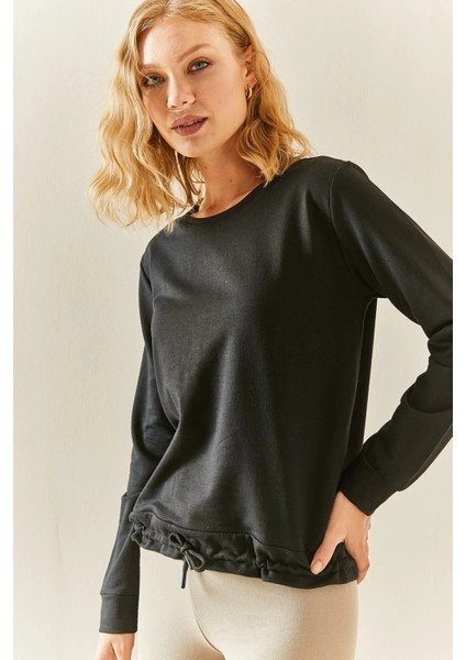 Bisiklet Yaka Büzgülü Sweatshirt fırsatları