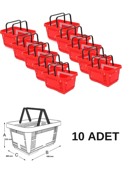 Antelope 22 Litre Market El Sepeti 10 Lu Paket 1.plastik Alışveriş El Sepeti