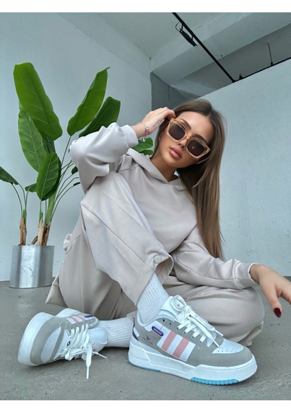 Kadın Mor Çizgili Ortopedik Tabanlı Günlük Spor Ayakkabı