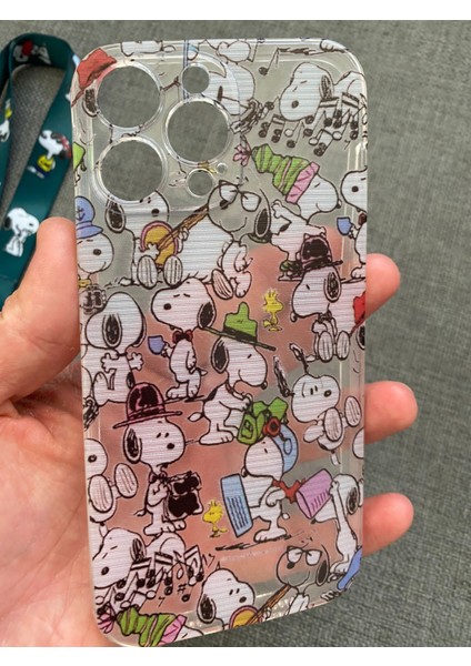 Iphone 14 Pro Snoopy Tasarım Telefon Boyun Askılı Set Özel Tasarım Kılıf