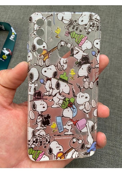 Xiaomi Redmi Note 8 Snoopy Tasarım Telefon Boyun Askılı Set Özel Tasarım Kılıf