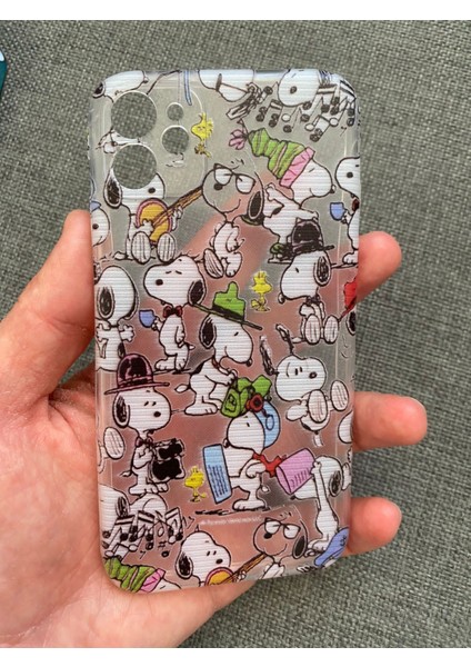 Iphone 11 Snoopy Tasarım Telefon Boyun Askılı Set Özel Tasarım Kılıf