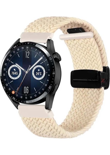 Samsung Galaxy Watch 5 40-44MM Ile Uyumlu 20MM Fiberlink Manyetik Tokalı Kumaş Örgü Kordon