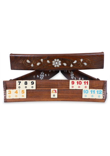 Pusula Doğal Ahşap Sedefli Oval Okey Takımı 101 Parça El İşçiliği ile Üretilmiştir