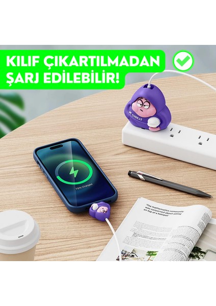 Hoodie Patrick Yıldız Şarj Başlığı Ve Kablo Koruyucu Seti, Iphone 18W-20W Şarj Adaptörü Uyumlu Set