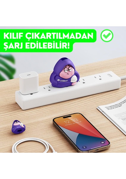 Hoodie Patrick Yıldız Şarj Başlığı Ve Kablo Koruyucu Seti, Iphone 18W-20W Şarj Adaptörü Uyumlu Set