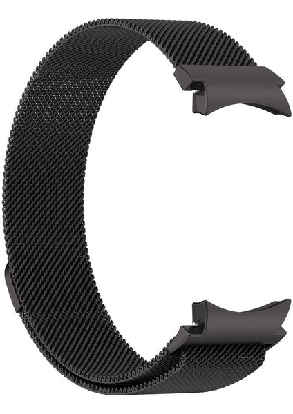 Samsung Galaxy Watch 6 40MM Uyumlu Mıknatıslı Metal Örgü Hasır Desenli Kordon Siyah