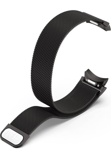 Samsung Galaxy Watch 6 40MM Uyumlu Mıknatıslı Metal Örgü Hasır Desenli Kordon Siyah