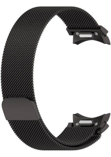 Samsung Galaxy Watch 6 40MM Uyumlu Mıknatıslı Metal Örgü Hasır Desenli Kordon Siyah