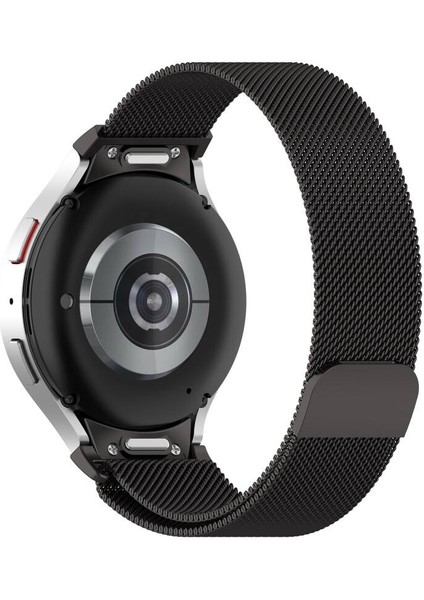 Samsung Galaxy Watch 6 40MM Uyumlu Mıknatıslı Metal Örgü Hasır Desenli Kordon Siyah