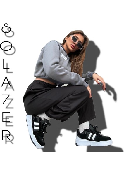 Kadın Siyah Çizgili Ortopedik Tabanlı Günlük Spor Ayakkabı