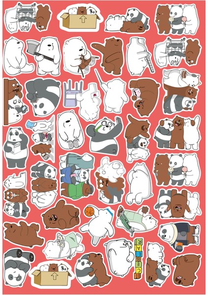 Sevimli Ayılar Sticker Seti Ajanda Laptop Telefon Sticker Seti 40 Adet