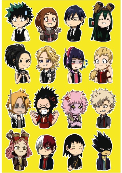 Anime My Hero Academia Sticker Seti Ajanda Laptop Telefon Sticker Seti 16 Adet