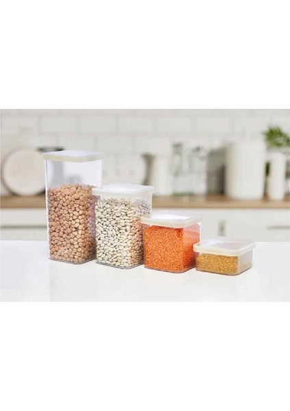 Vakum Erzak Saklama Kabı 4lü Set Farklı Boylarda Saklama Kabı Seti