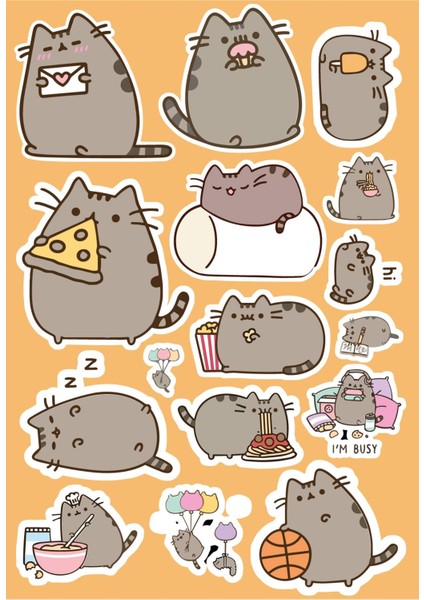 Sevimli Tatlı Kedi Sticker Seti Ajanda Laptop Telefon Sticker Seti 16 Adet