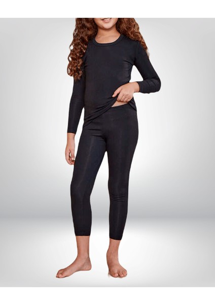 Unisex Pamuklıu Likralı Basic Termal Kız Çocuk Tayt Çocuk Kışlık Tayt