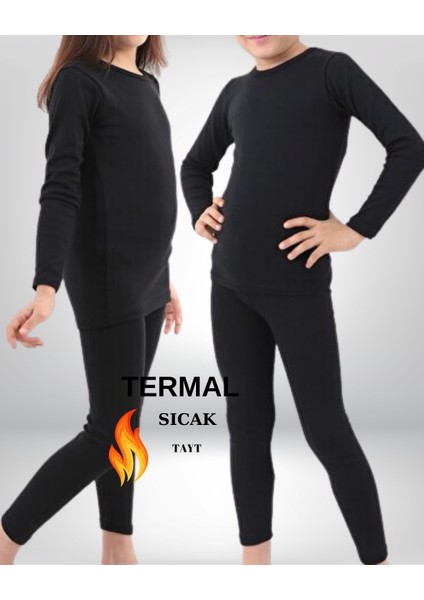 Unisex Pamuklıu Likralı Basic Termal Kız Çocuk Tayt Çocuk Kışlık Tayt fırsatları