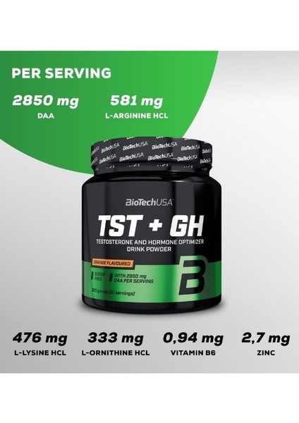 Biotechusa Tst+Gh, Hormon Optimize Edici Aromalı Daa D-Aspartic Asit Portakal, 300 gr 50 Porsiyon fiyatları