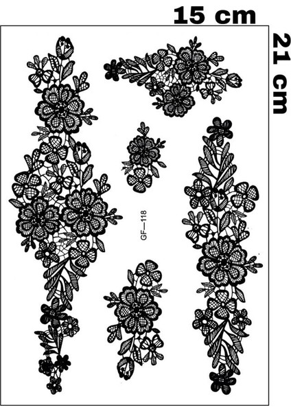 Mecit Tuhafiye Çiçek Dantel Vücut Geçici Dövme