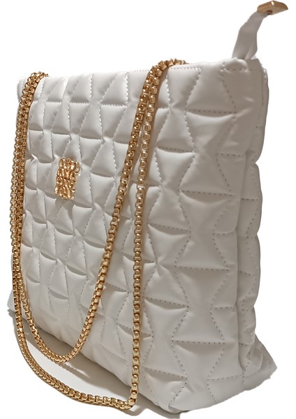 Kadın Beyaz Kapitone Zincir Askılı El ve Omuz Çanta fiyatları