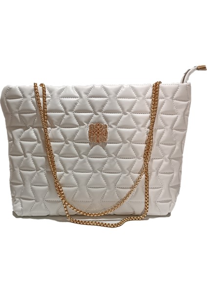 Kadın Beyaz Kapitone Zincir Askılı El ve Omuz Çanta modelleri
