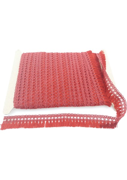 Kırmızı Şerit Saçaklı Tığişi Sutaşı Oyası 3 cm Boy (5 Mtsi)