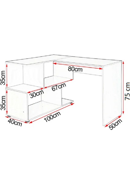 Aden Home Kitaplıklı Çalışma Masası, Bilgisayar Masası,  Beyaz Mdf Ofis Çalışma Masası CM108