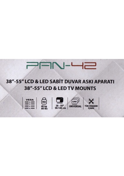 Pankoplus+ Pan-42 Sabit Tv Askı Aparatı 38''-55'' Lcd&led