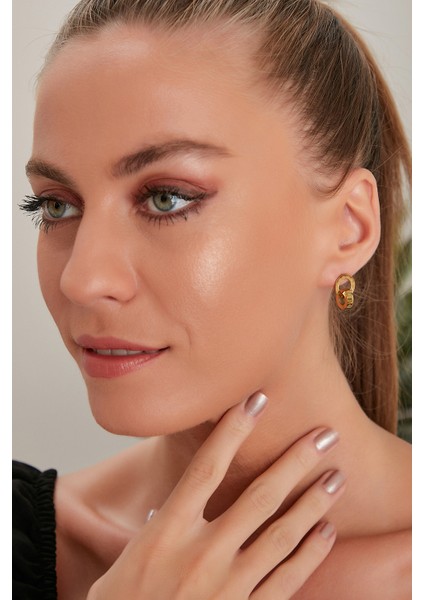 Kadın Auroracoral Model Çelik Altın Kaplama Halkalı Günlük Elbise Kombin Stil Takısı Tasarım Küpe fırsatları