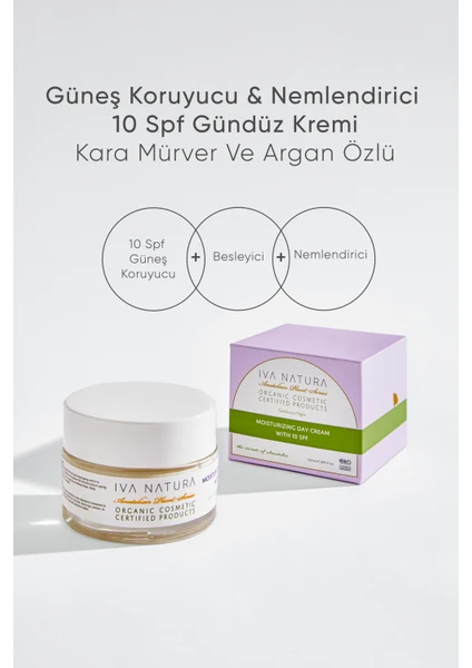 IVA NATURA Organik Nemlendirici 10 SPF Gündüz Kremi Buğday Ruşeym Özlü 50 ML