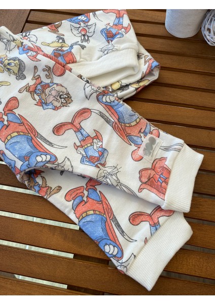 Babyaden Bugs Bunny Desenli Pamuklu Mevsimlik Unısex Bebek Alt Üst Takım