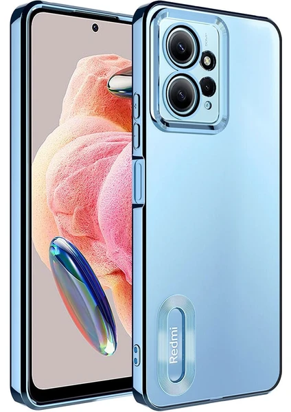 Xiaomi Redmi Note 12 Kılıf Kamera Lens Korumalı Şeffaf Renkli Logo Gösteren Parlak Kapak