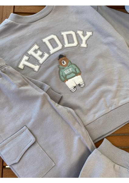 Babyaden Mint Yeşili/gri/lacivert Şardonsuz 2 Iplik Dokuma Unisex Çocuk Eşofman Takımı fırsatları