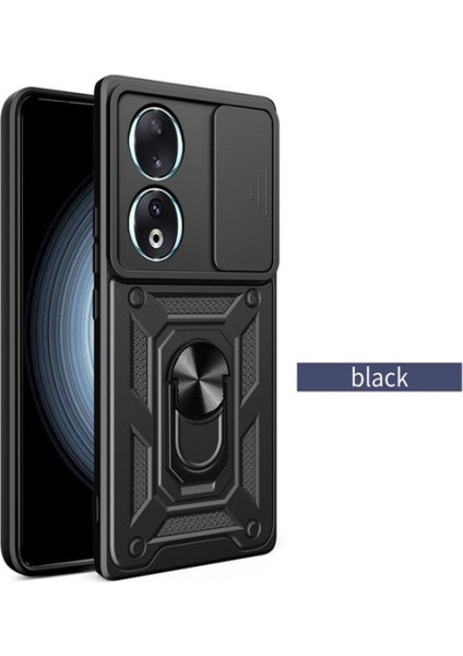 Honor 90 Kılıf Kamera Korumalı Sürgülü Yüzüklü Armor Military Tank Koruyucu Kapak