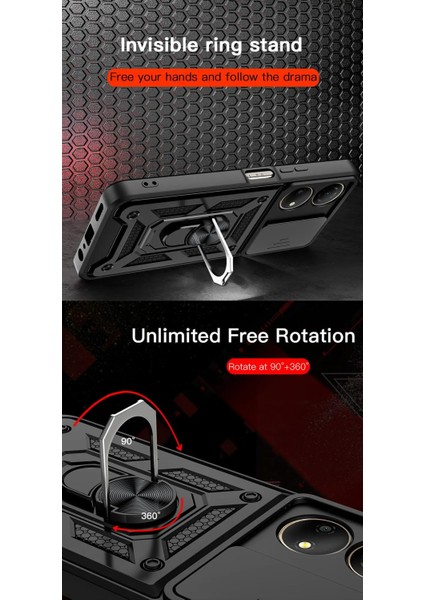 Honor 90 Kılıf Kamera Korumalı Sürgülü Yüzüklü Armor Military Tank Koruyucu Kapak fırsatları