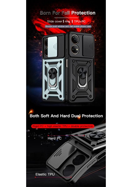 Honor 90 Kılıf Kamera Korumalı Sürgülü Yüzüklü Armor Military Tank Koruyucu Kapak indirimleri