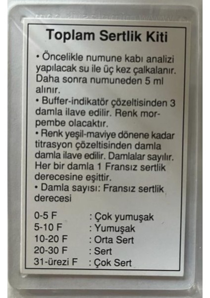 Toplam Sertlik Test Kiti - Fransız Sertliği