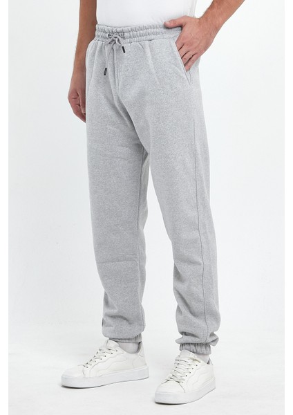 Erkek Gri Regular Fit Beli Lastikli Rahat Spor Pamuklu Eşofman Altı RF0449