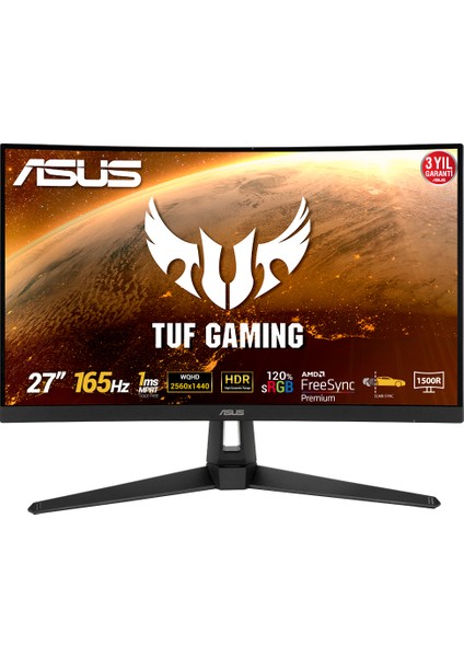 27" Asus Tuf Gamıng VG27WQ1B 1ms 165Hz mm Dp 2xhdmı IPS Curvet Vesa Monitör