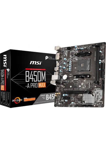 Msı B450M-A Pro Max Am4 Ddr4 Vga+Ses+Glan HDMI DVI VGA M2 Usb3.2 Matx