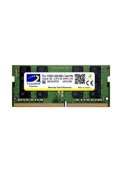 Twinmos 8 GB 2666MHZ MDD48GB2666N Ddr4 Notebook Ram